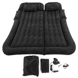 NNEOBA 2-in-1 Car Inflatable Mattress Soft PVC Flocking Travel Bed with Pump Black