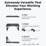 NNEOBA Portable Laptop Desk Stand: Foldable & Adjustable, Ideal for Bed, Couch, Office - Black