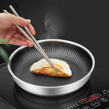 NNEOBA Tri-Ply 316 Frying Pan 32cm Double-Sided Honeycomb Skillet Silver
