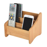 NNEOBA 3 Grid Bamboo Remote Control Storage Box Stationery Remote Control Headphone Cable Cell Phone Desktop Storage Box Organizer
