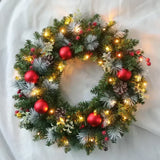 40CM LED Christmas Wreath with Red Berries