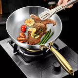 NNEOBA 316 Stainless Steel Nonstick Frying Pan 7-Ply Wok Pan Silver