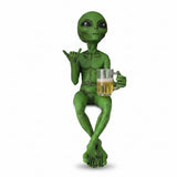 Alien Statue Drinking Beer Resin Novelty Sculpture
