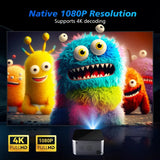NNEOBA 4K Android 11 Smart Projector 1080P LED WiFi6 Black