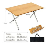 NNEOBA Bamboo Folding Camping Table 2-Fold Brown
