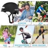 NNEOBA Bike Helmet with Front And Rear Rechargeable LED Lights Matte Black