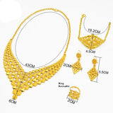 NNEOBA Women Wedding Necklace Earrings 24k Gold Jewelry Set