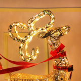 Christmas Gold Reindeer Sleigh with LED Lights