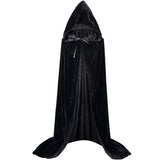 Velvet Hooded Grim Reaper Cloak – Black Long Unisex Cape