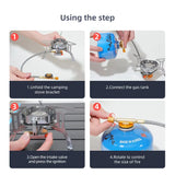 NNEOBA 3000W Camping Gas Stove Set Silver