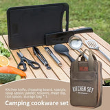 NNEOBA 8-Piece Camping Kitchen Cookware Set Khaki