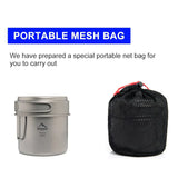 NNEOBA 1100ml Ultralight Titanium Camping Pot with Folding Handles Grey