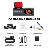 NNEOBA 4K Dual Lens Dash Cam with Night Vision