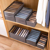NNEOBA 5PCS Gray 9-Grids Closet Clothes Organizer Storage Box Cabinet Drawers Set - 44x25x22cm