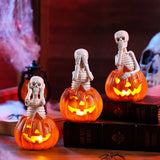 3PCS Halloween Skeleton Pumpkin Lantern Decorations – Ghost Festival Resin Ornaments for Bar, Home & Party Décor