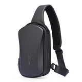NNEOBA Hard-Shell Waterproof Crossbody Bag Sling with USB Port Black