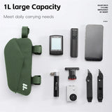 NNEOBA Waterproof Bicycle Top Tube Bag 1L TPU Frame Bag Green