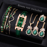 NNEOBA Green Women’s Quartz Watch Jewelry Gift Set