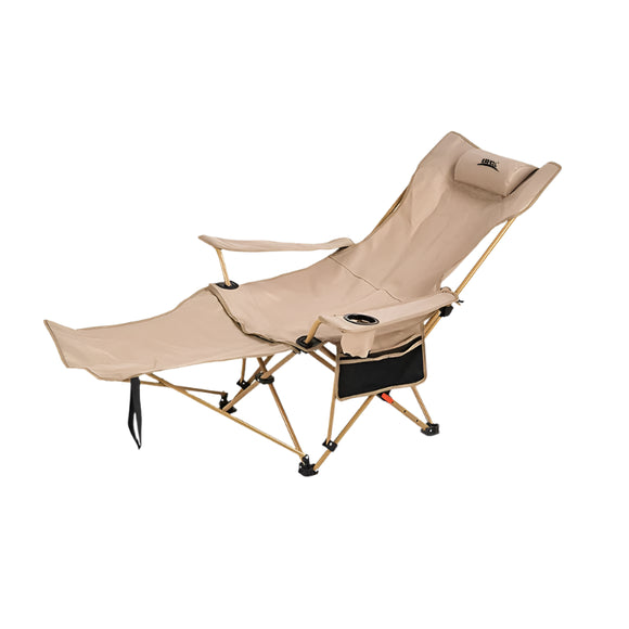 NNEOBA 2-in-1 Reclining Camping Chair Adjustable Khaki