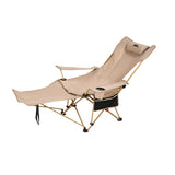 NNEOBA 2-in-1 Reclining Camping Chair Adjustable Khaki