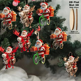 12pcs Wooden Santa Claus Christmas Ornaments Flat 2D
