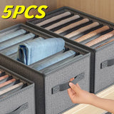 NNEOBA 5PCS Gray 9-Grids Closet Clothes Organizer Storage Box Cabinet Drawers Set - 44x25x22cm