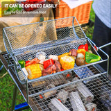 NNEOBA 12-Inch Stainless Steel Rolling BBQ Grill Mesh Rotisserie Roaster Cage Silver