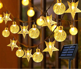 12M 100-LED Solar String Lights Warm Light Crystal Ball & Star