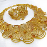 NNEOBA Jewelry Set Women Tricolor Necklace Earrings Bracelet Ring