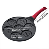 NNEOBA Seven-Hole Animal Face Pancake Frying Pan Non-Stick Black