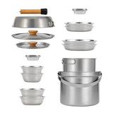 NNEOBA 14-Piece Camping Cookware Set Silver