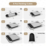 6-Piece Compression Packing Cubes Travel Organizer Set with Shoe Bag