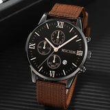NNEOBA 4pcs Men's Quartz Watch Set with Bracelets (Coffee)