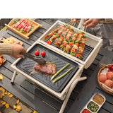 NNEOBA Dual-Side Portable Charcoal BBQ Grill Camping Stove White