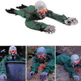 Electric Halloween Crawling Ghost Bald Head Voice-activated Climbing Zombie Figure Realistic Folding Escape Room Climbing Ghost