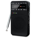 NNEOBA Mini Portable Radio Headphone Jack Black