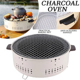 NNEOBA Round Charcoal BBQ Grill Stove White