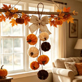 Velvet Pumpkin Hanging Ornament with Burlap Bow