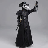 Halloween Medieval Hooded Robe with Plague Doctor Costume Mask & Hat