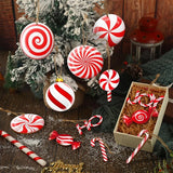 12Pcs Wooden Candy Christmas Tree Ornaments Red