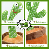 NNEOBA Dancing Cactus Repeat Talking Toy Electronic Plush Toys Can Sing Record Lighten Battery USB Charging Early Education Funny Gift