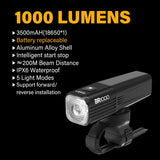 NNEOBA 1000LM Smart Front Bike Light Black