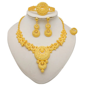 NNEOBA Round Jewelry Set Necklace Bracelet Earrings Ring