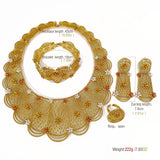 NNEOBA Jewelry Set Women Tricolor Necklace Earrings Bracelet Ring
