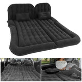 NNEOBA 2-in-1 Car Inflatable Mattress Soft PVC Flocking Travel Bed with Pump Black