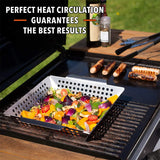 NNEOBA 12-Inch Vegetable Grill Basket Silver