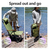 NNEOBA Camping Folding Chair with Detachable Pillow Green
