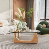 NNEOBA Triangle Glass Coffee Table - Solid Wood Base, Minimalist Nordic Design