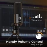 NNEOBA USB Condenser Microphone with Gain Control Metal Recording Mic