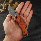 NNEOBA Folding Knife Solid Wood Handle Brown